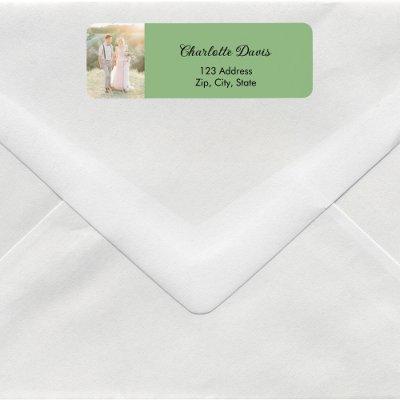 Photo sage green wedding return address label
