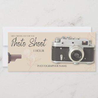 Photo session, photo shoot biege gift card