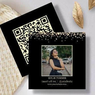 Photo | Social Media | Black Glitter | QR Code Square