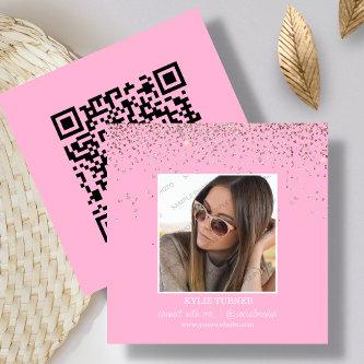 Photo | Social Media | Pink Glitter | QR Code   Square