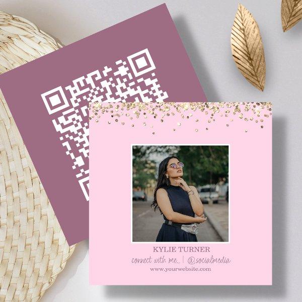 Photo | Social Media |  Pink Glitter | QR Code Square