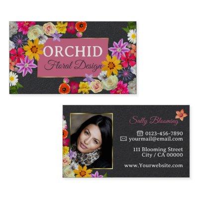 Photo Template Elegant Wildflowers Gold Black Cute