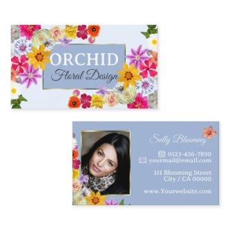 Photo Template Elegant Wildflowers Gold Light Blue
