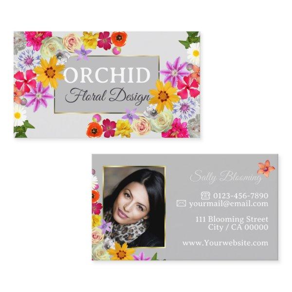 Photo Template Elegant Wildflowers Gold Light Gray