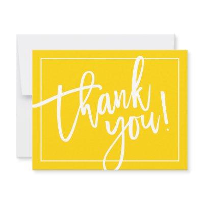 PHOTO THANK YOU bold modern brush lettered yellow