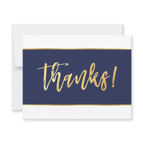PHOTO THANK YOU modern navy gold writing