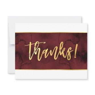 PHOTO THANK YOU modern red maroon gold script