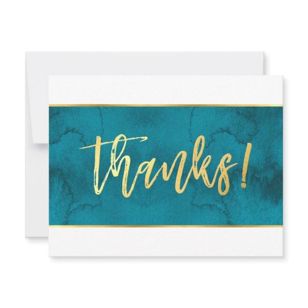 PHOTO THANK YOU modern teal blue gold script