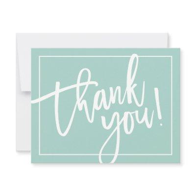 PHOTO THANK YOU simple modern brush lettering mint