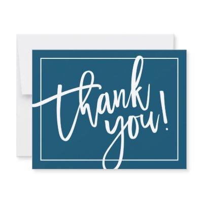 PHOTO THANK YOU simple modern brush lettering navy