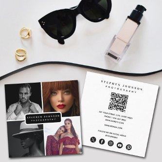 Photographer 4 Photos QR Code Social Media Icons  Square