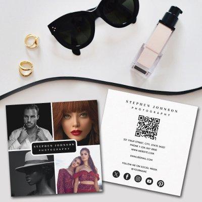 Photographer 4 Photos QR Code Social Media Icons  Square