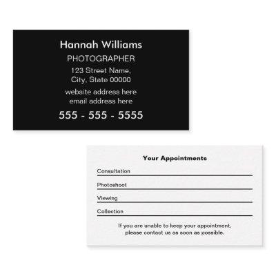 Photographer Black White Appointment Card