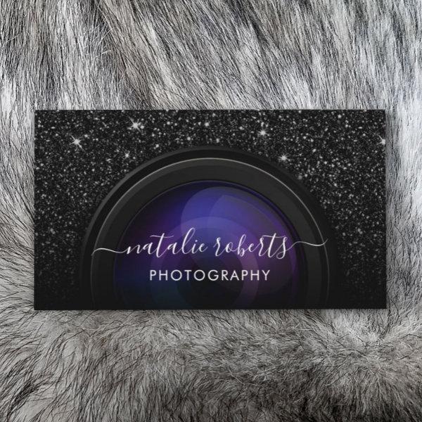 Photographer Camera Chic Black Glitter Photography