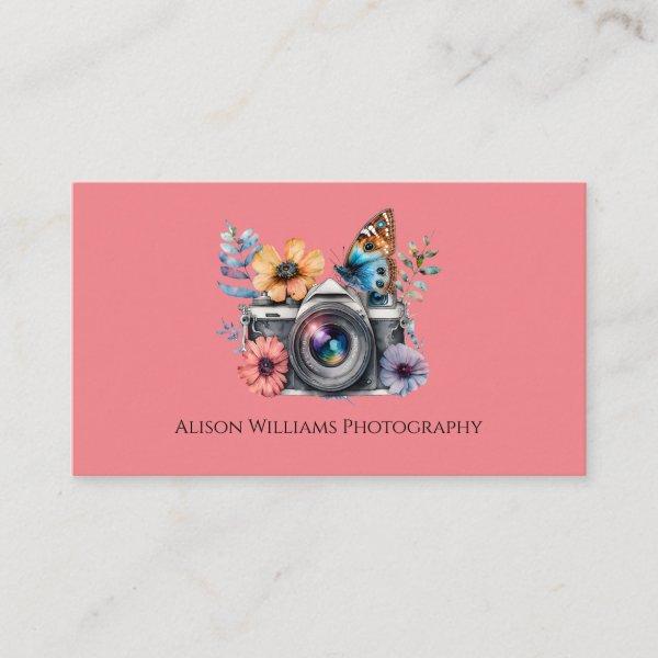 Photographer Floral Camera Watercolor Pink