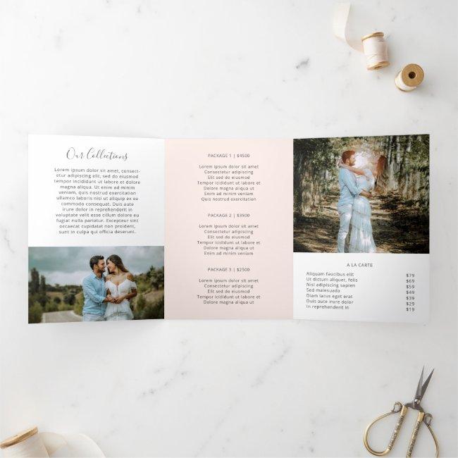 Photography Elegant Blush Pink Trifold Brochure