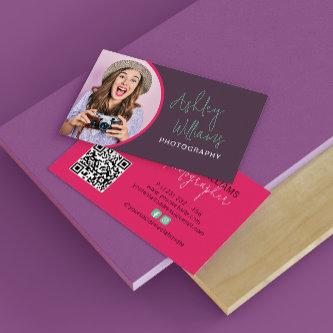 Photography Logo Photo Plum & Pink QR Code