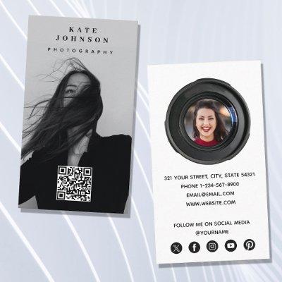 Photography Minimalist Modern Social Media QR Code