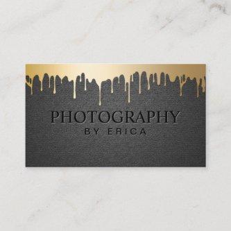 Photography Studio Gold Drips Elegant Black