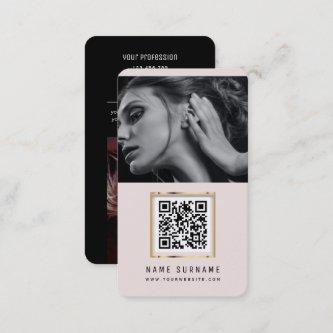 photos qr code scannable barcode modern blush pink