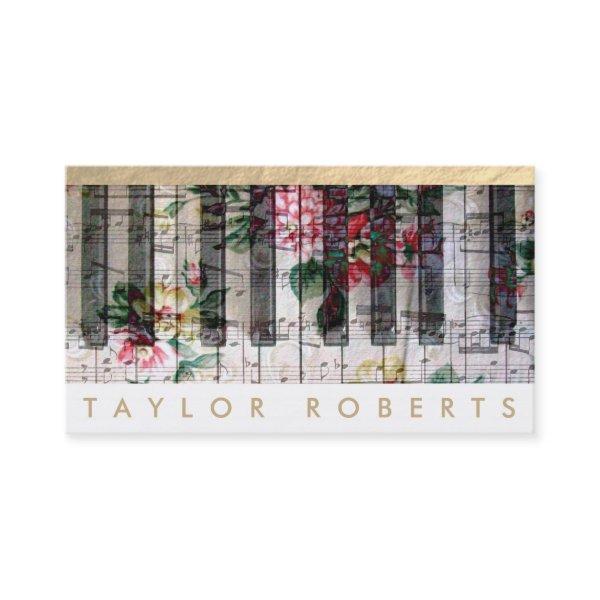 pianist floral music notes decor
