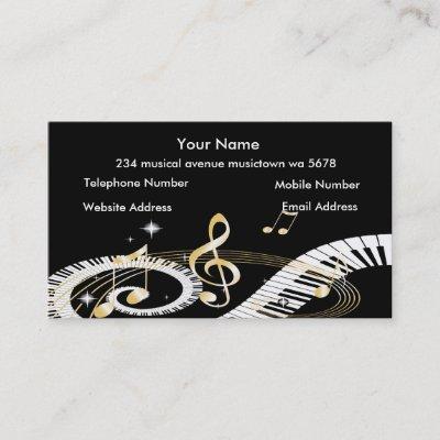 Piano Keys and Golden Music Notes