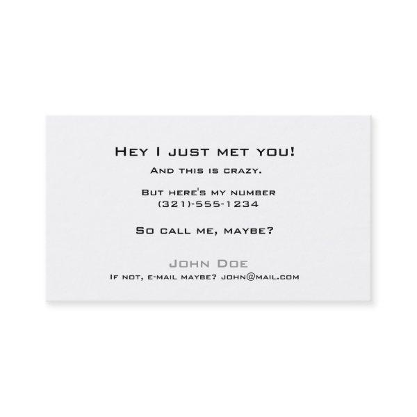 Pick up line card-call me calling card