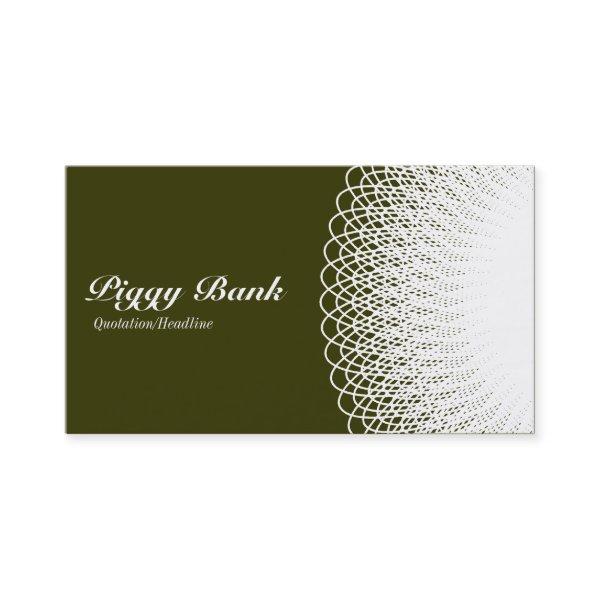 Piggy Bank - White on Deep Olive 333300