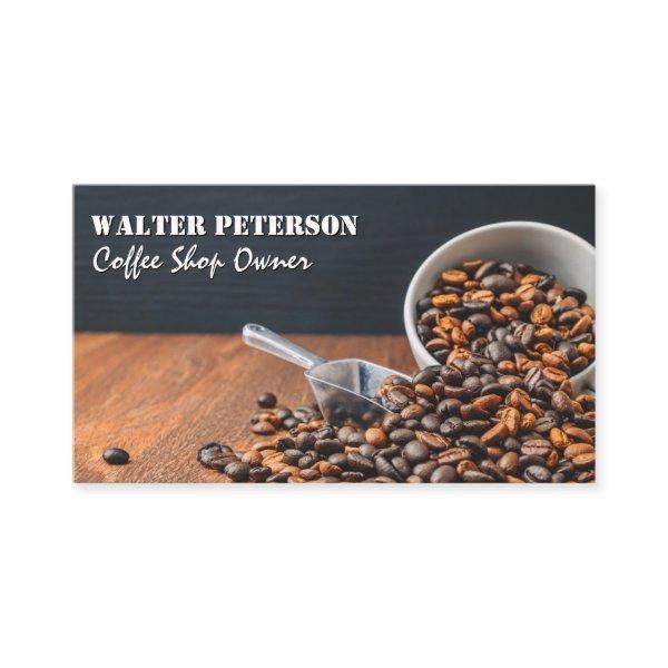 Pile of Roasted Coffee Beans on Table