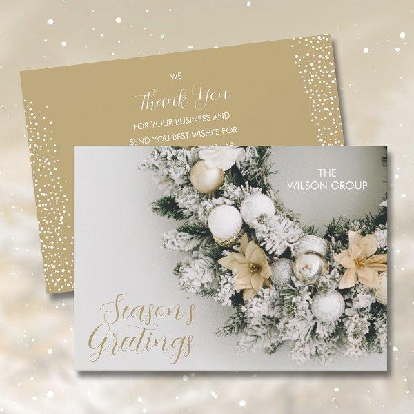 Pine Christmas Wreath Business Thank You Holiday Card
