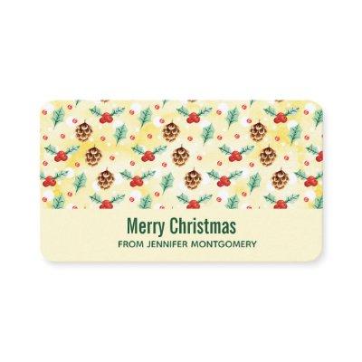 Pine Cones and Holly Christmas Pattern