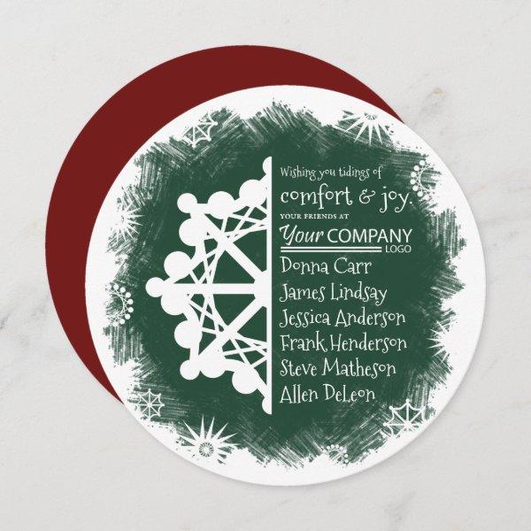 Pine Green, Burgundy Business Holiday Card