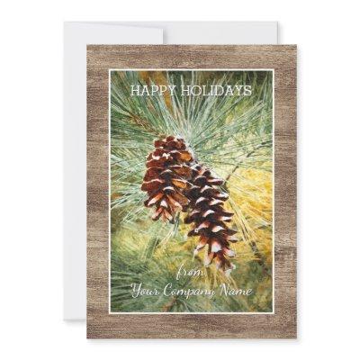 Pinecone Pine Tree Needles Greenery Watercolor Holiday Card
