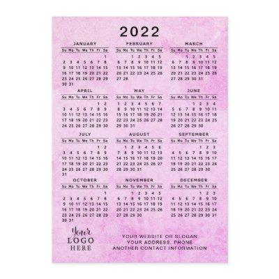 Pink 2022 Calendar Your Logo Business Program