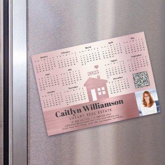 Pink 2025 Calendar Realtor Photo QR Code Magnet