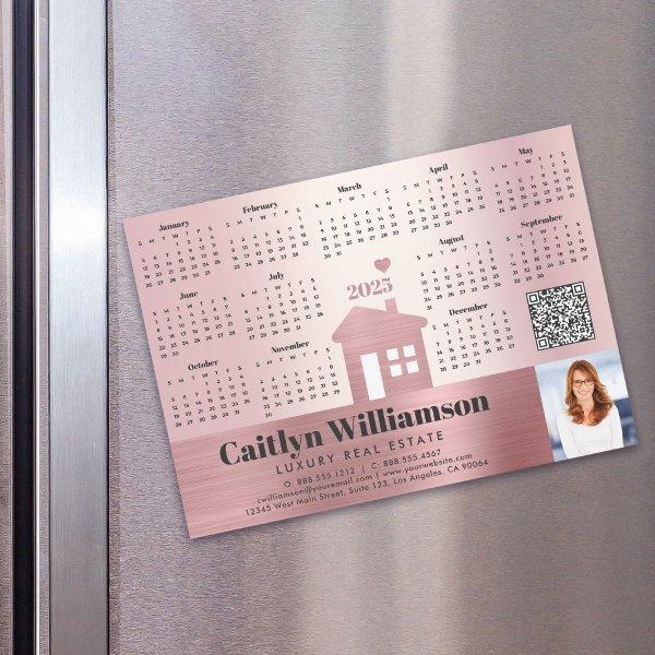 Pink 2025 Calendar Realtor Photo QR Code Magnet