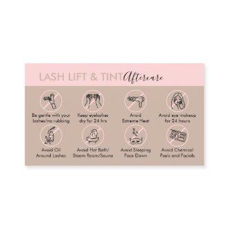 Pink Aftercare Instruction for Lash Lift and Tint