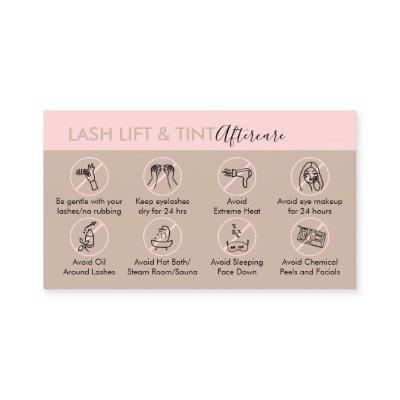 Pink Aftercare Instruction for Lash Lift and Tint