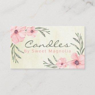 Pink And Beige Floral Handmade Candle Soy Wax Melt