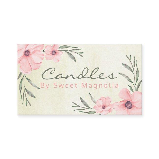 Pink And Beige Floral Handmade Candle Soy Wax Melt