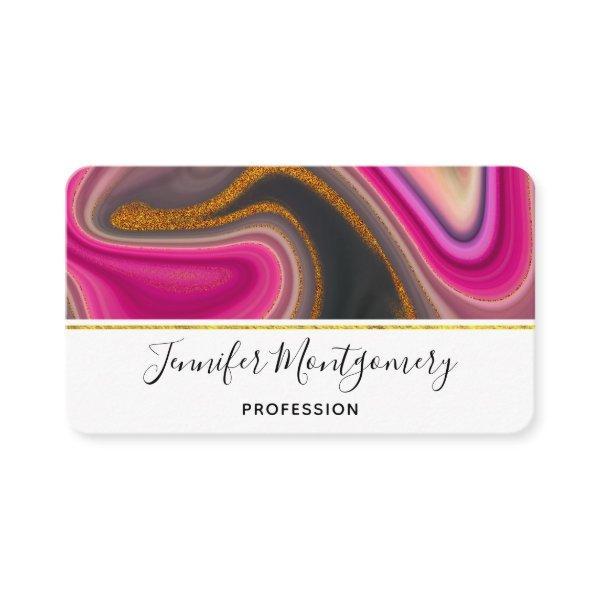Pink and Black Abstract with Gold Swirls  Business