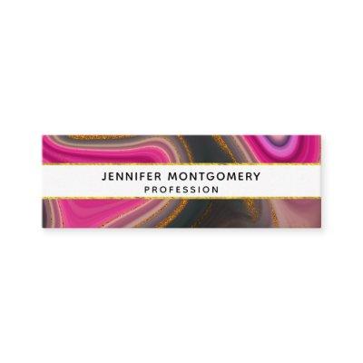 Pink and Black Abstract with Gold Swirls  Mini