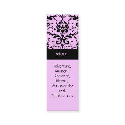 Pink and Black Damask Book Marks Calling Card