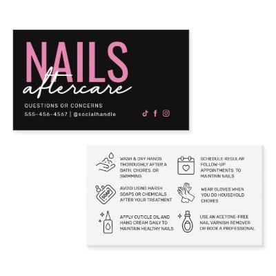 Pink and Black Nails Aftercare Card