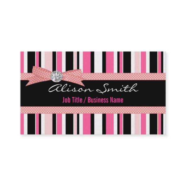 Pink and black stripes with bow