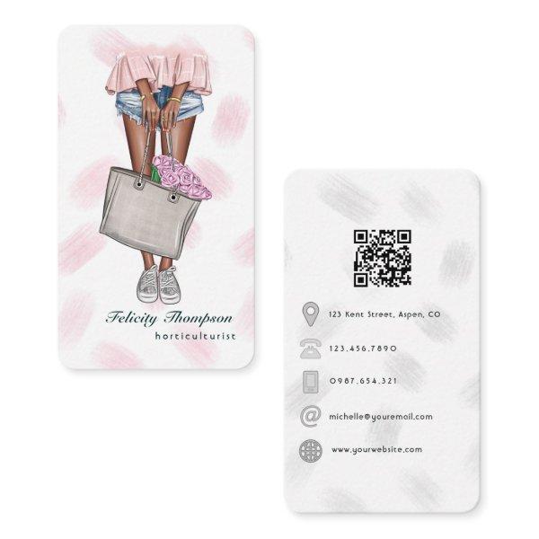 Pink and Blue Girly Horticulturist QR Code