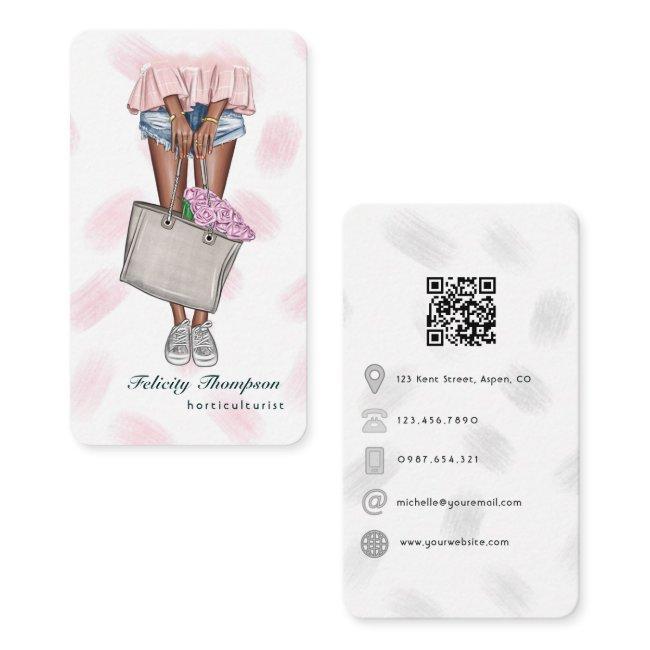 Pink and Blue Girly Horticulturist QR Code