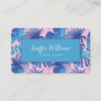 Pink and blue Tropical Foliage personalized