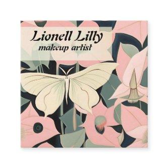 Pink and Cream - Luna Moth and Moonflowers   Square