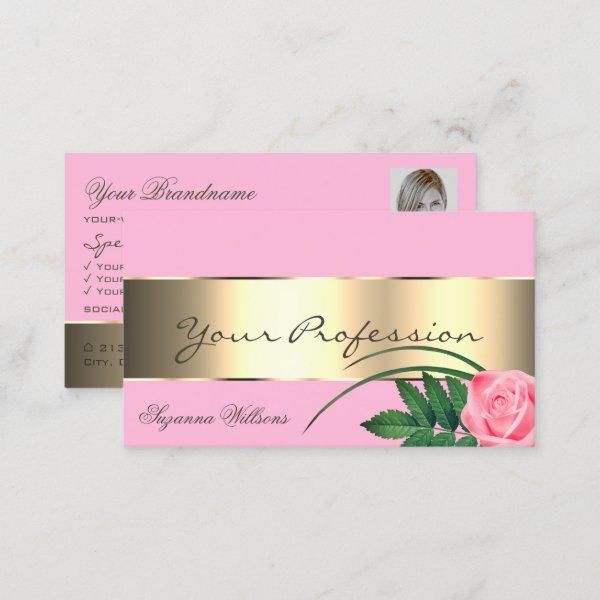 Pink and Gold Decor Cute Rose Flower with Photo